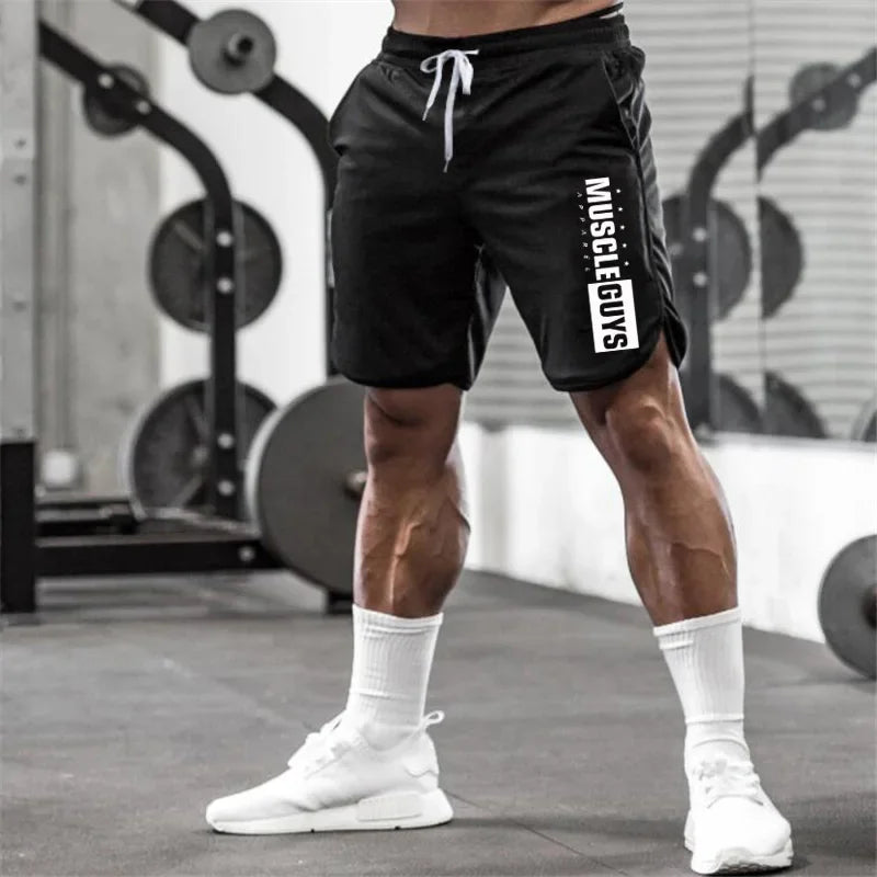 Training shorts with drawstring and edges