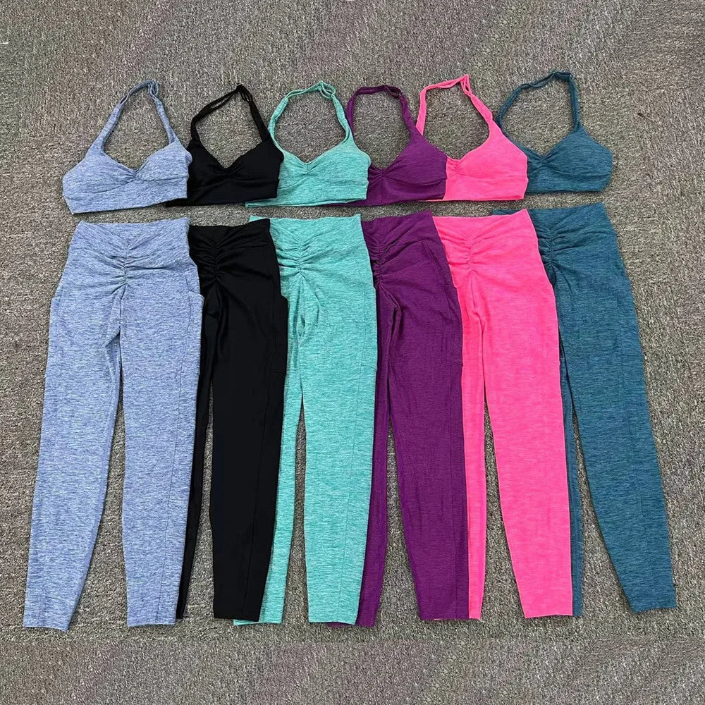 Leggings with cell phone pocket and top