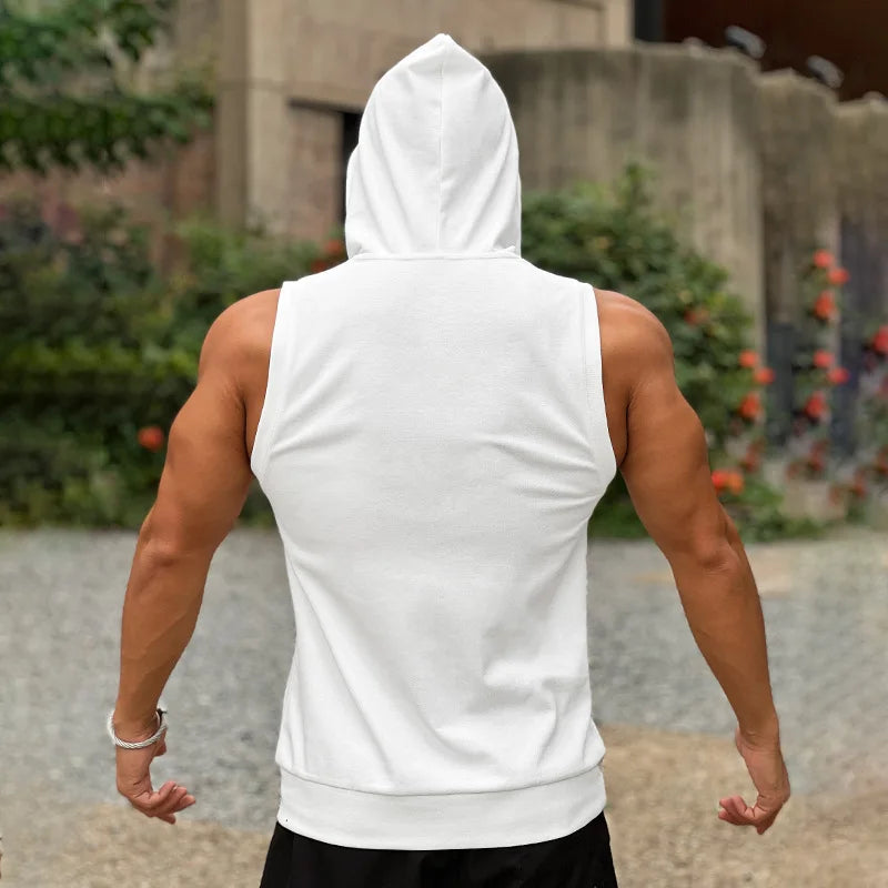 Tank top with hood and drawstring