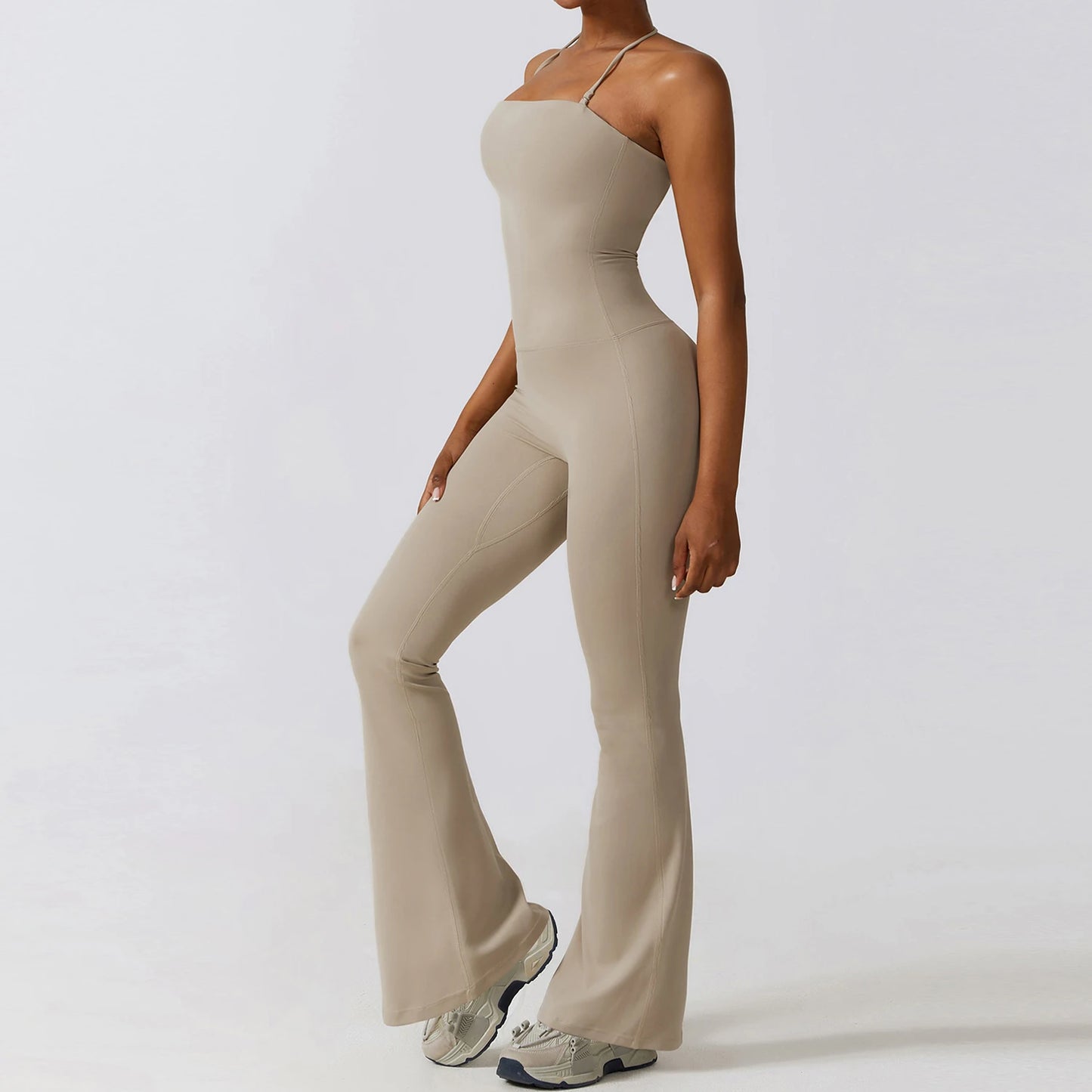 Training jumpsuit with flare leggings