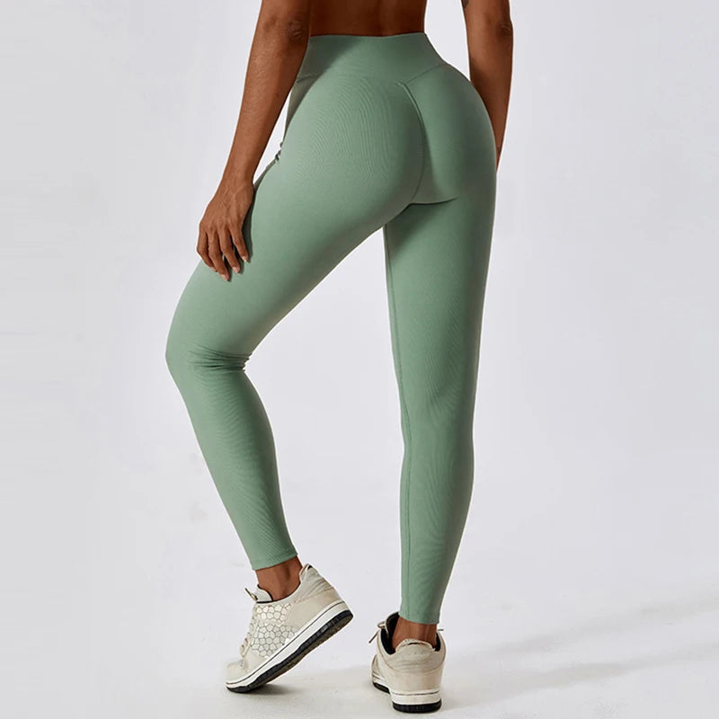 Seamless cross-belt leggings