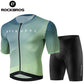 ROCKBROS Summer Cycling Jersey Set MTB Men T-shirt Shorts Pants With YKK Zipper Sportswear Breathable Bicycle Jersey Sets