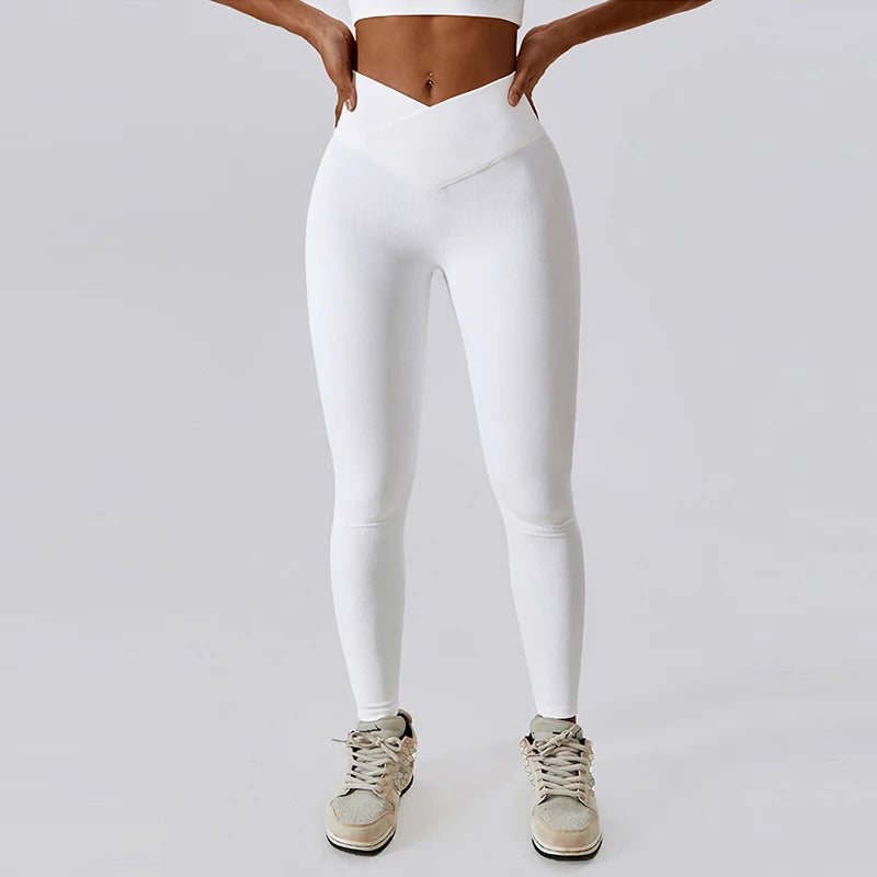 Seamless cross-belt leggings