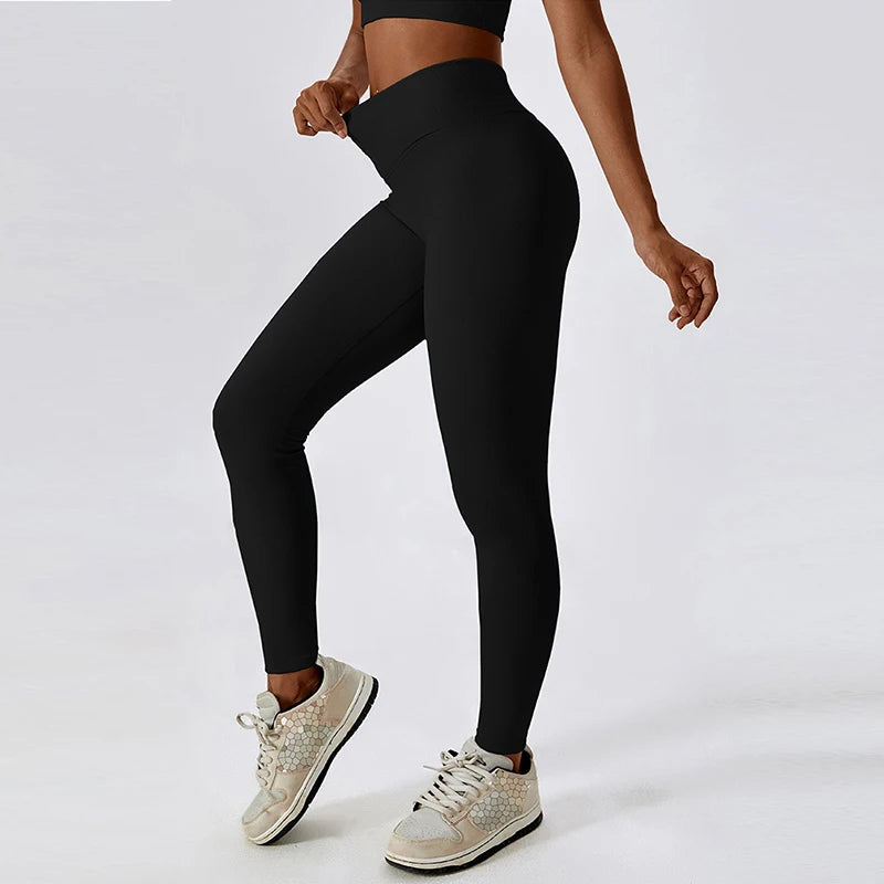 Seamless cross-belt leggings