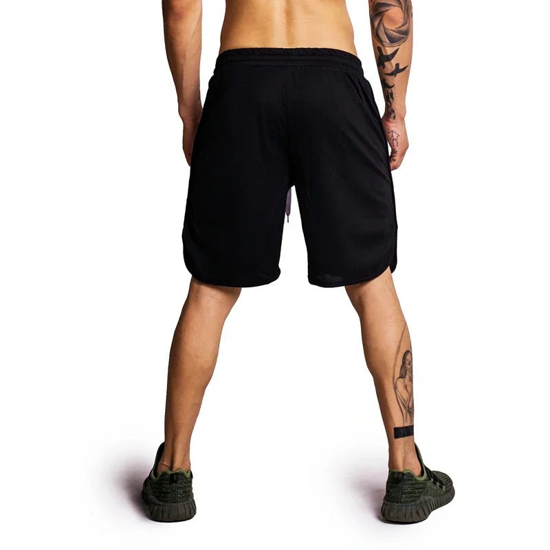 Training shorts with drawstring and edges