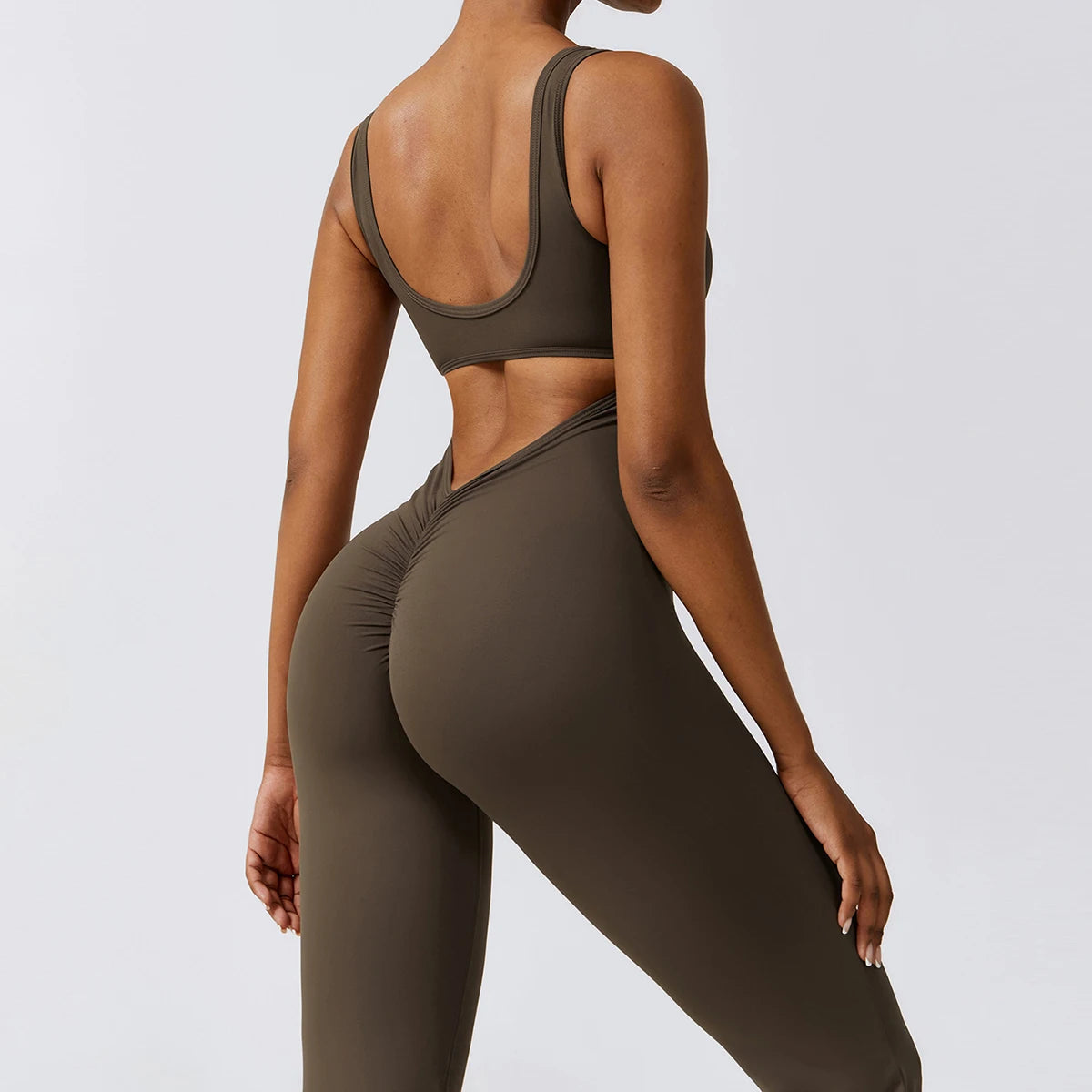 Training Jumpsuit With Back V And Flare Leggings