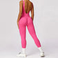 Seamless Sports Jumpsuit With Open Back