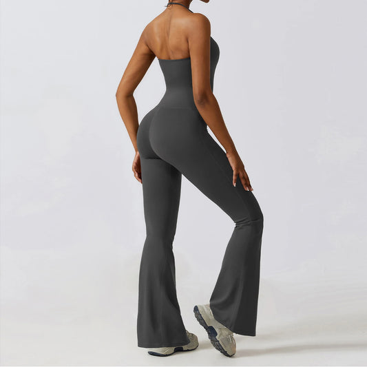 Training jumpsuit with flare leggings